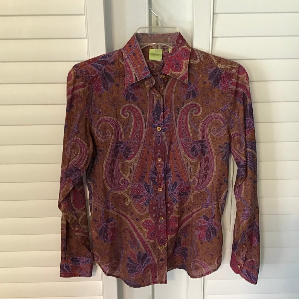 Craig Taylor paisley button down cotton top size S